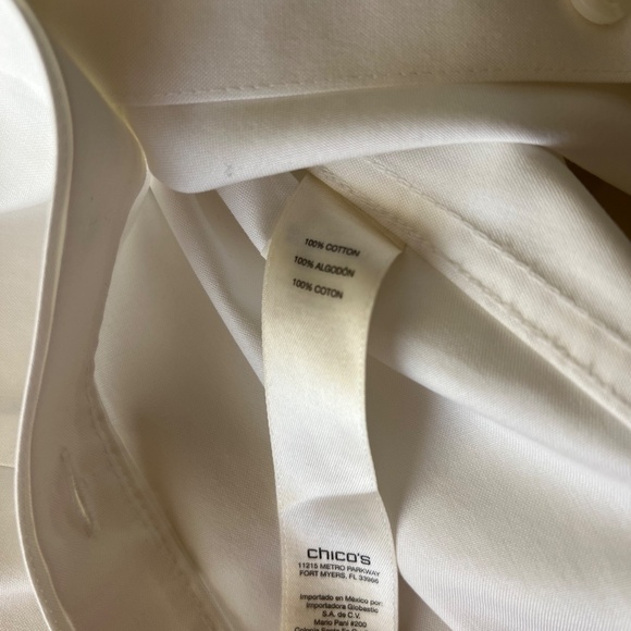 Chico's size 10-12 white cotton blouse (their size 2) - Picture 8 of 8